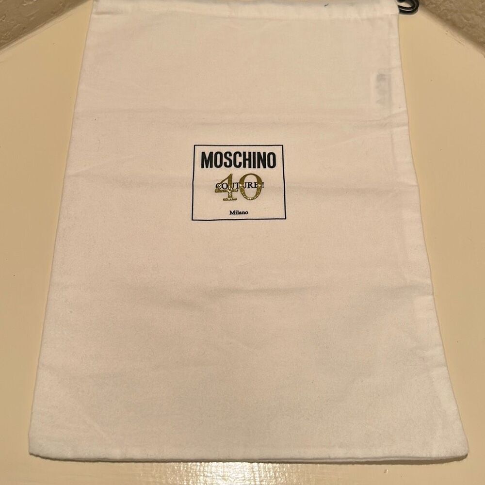 Moschino Couture 40 Dust Cover White Drawstring Top Bag Luxury Storage Travel